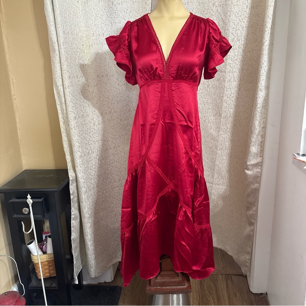 Elegant Red Satin Dress